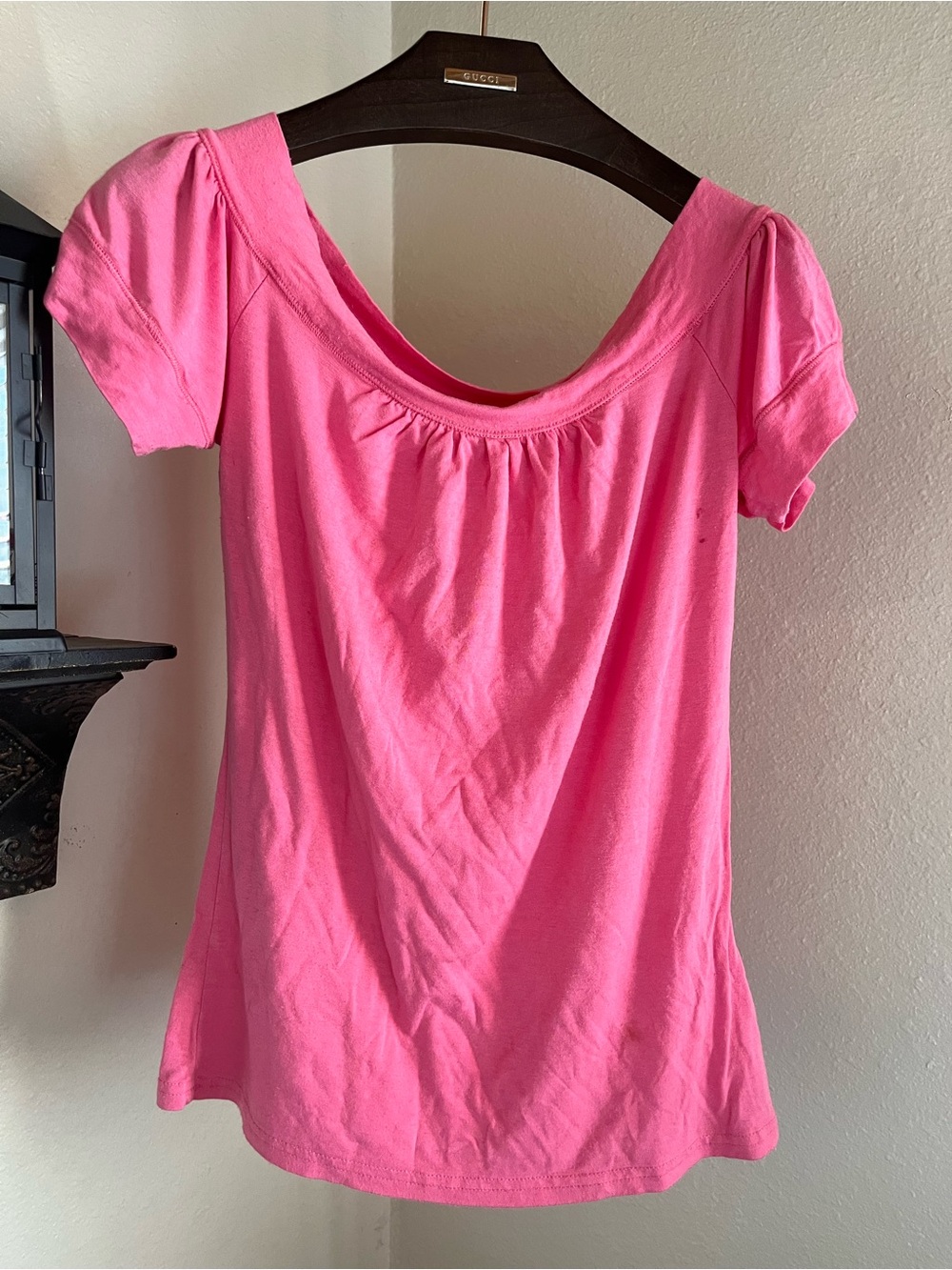Bettie Page Off Shoulder Pink Top